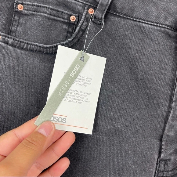 NEW ASOS Denim Dark Grey High Waist Skinny Jeans Sz 34 - Picture 8 of 9